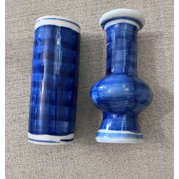 Set Of 2 Chinese Blue and White Cherry Blossom Vase 4 inches Grand Millennial - Picture 3 of 6